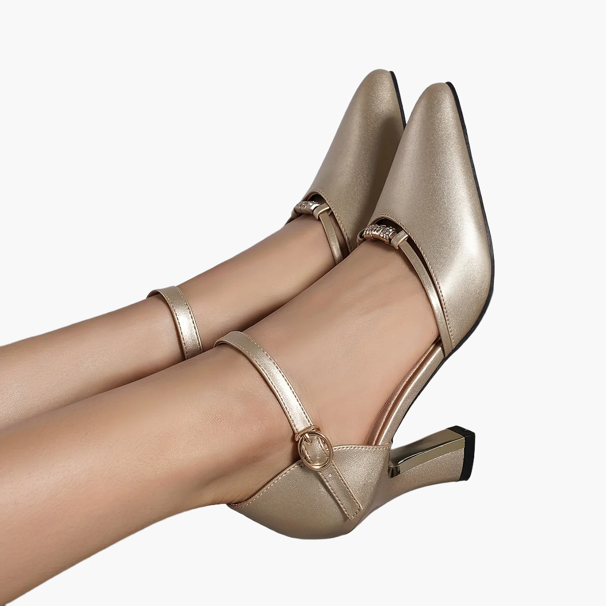 Damen Elegante Pumps mit Blockabsatz und Riemchen – Perfekt für Büro & festliche Anlässe