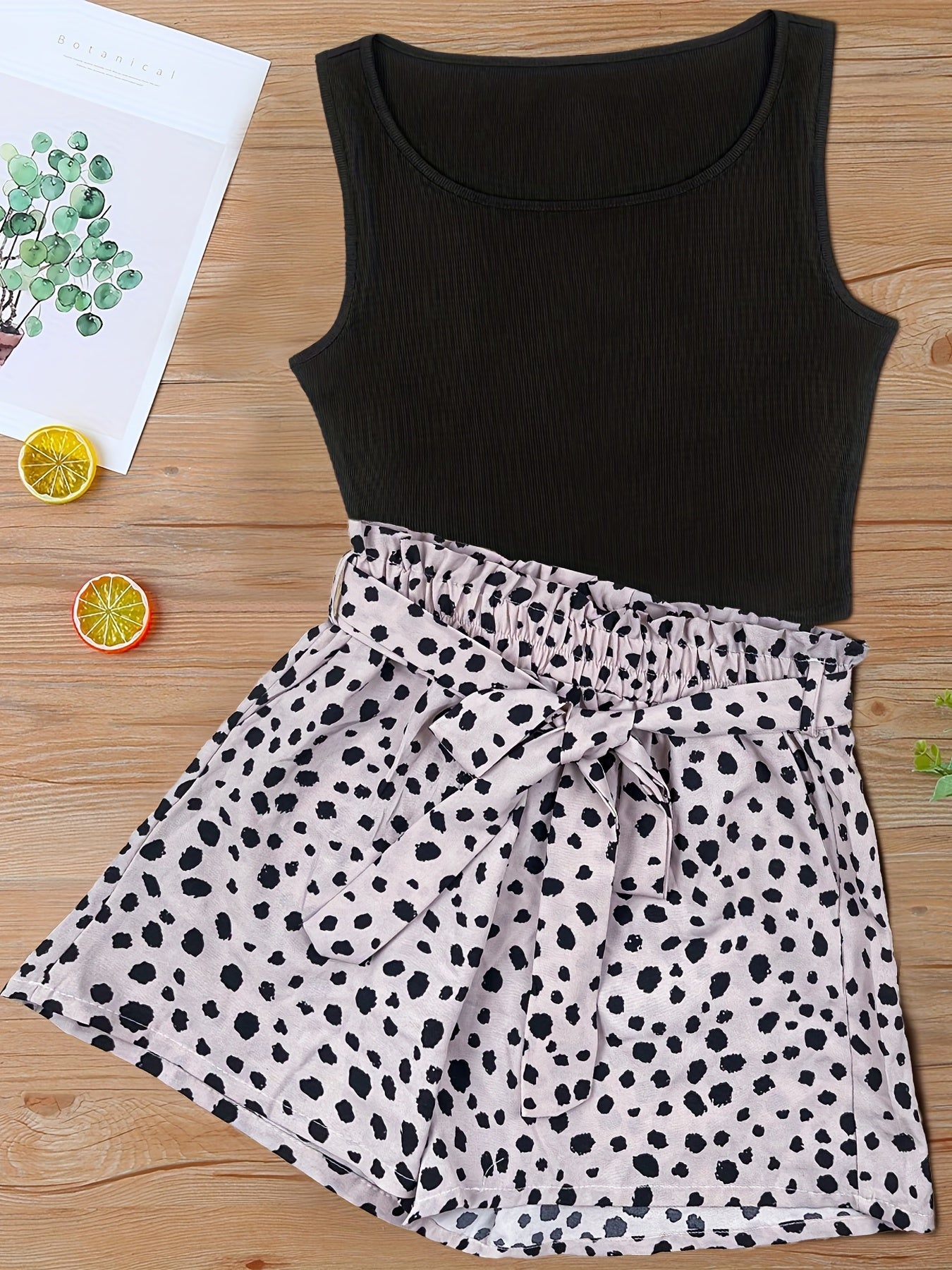 Damen Sommer-Set Elegant mit ärmellosem Top und gepunkteter Shorts – Freizeit & Ausgehen