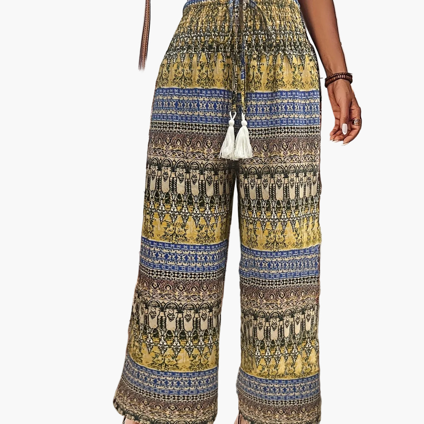 Damen Boho Weite Bein Hose – Sommer Freizeit & Urlaub Style