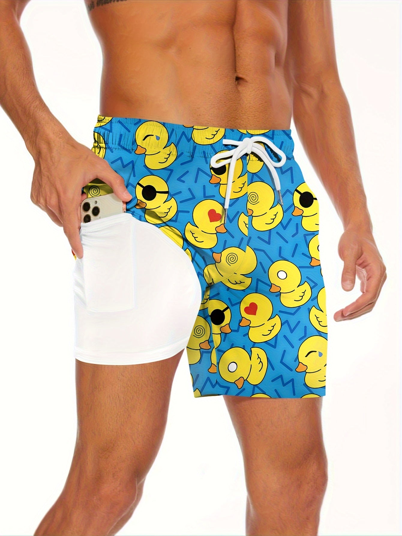Herren Badeshorts mit Gummienten-Motiv – Lustige Schwimmshorts für Strand und Pool