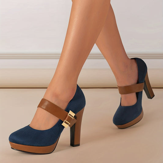 Damen Mary Jane Pumps mit Blockabsatz – Elegante High Heels für Büro & Freizeit