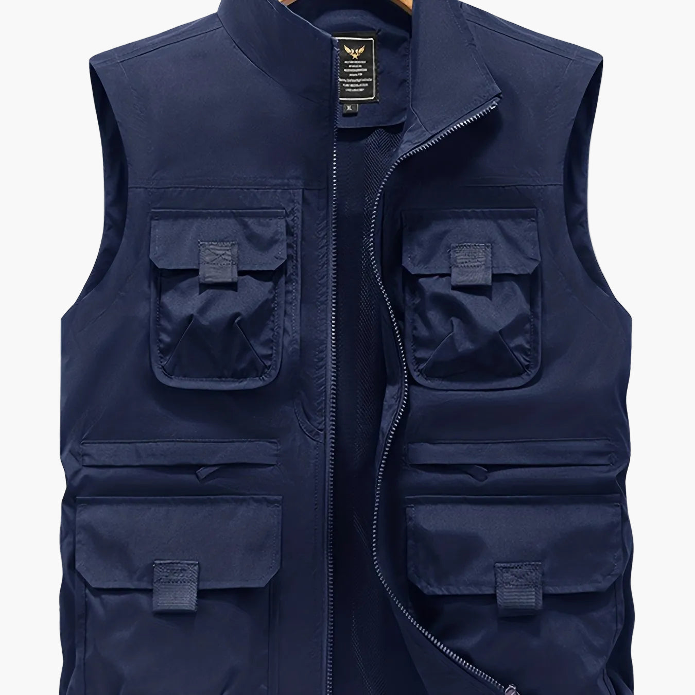 Herren Outdoor Utility Weste mit Stehkragen – Multifunktionsweste für Angeln, Wandern, Freizeit