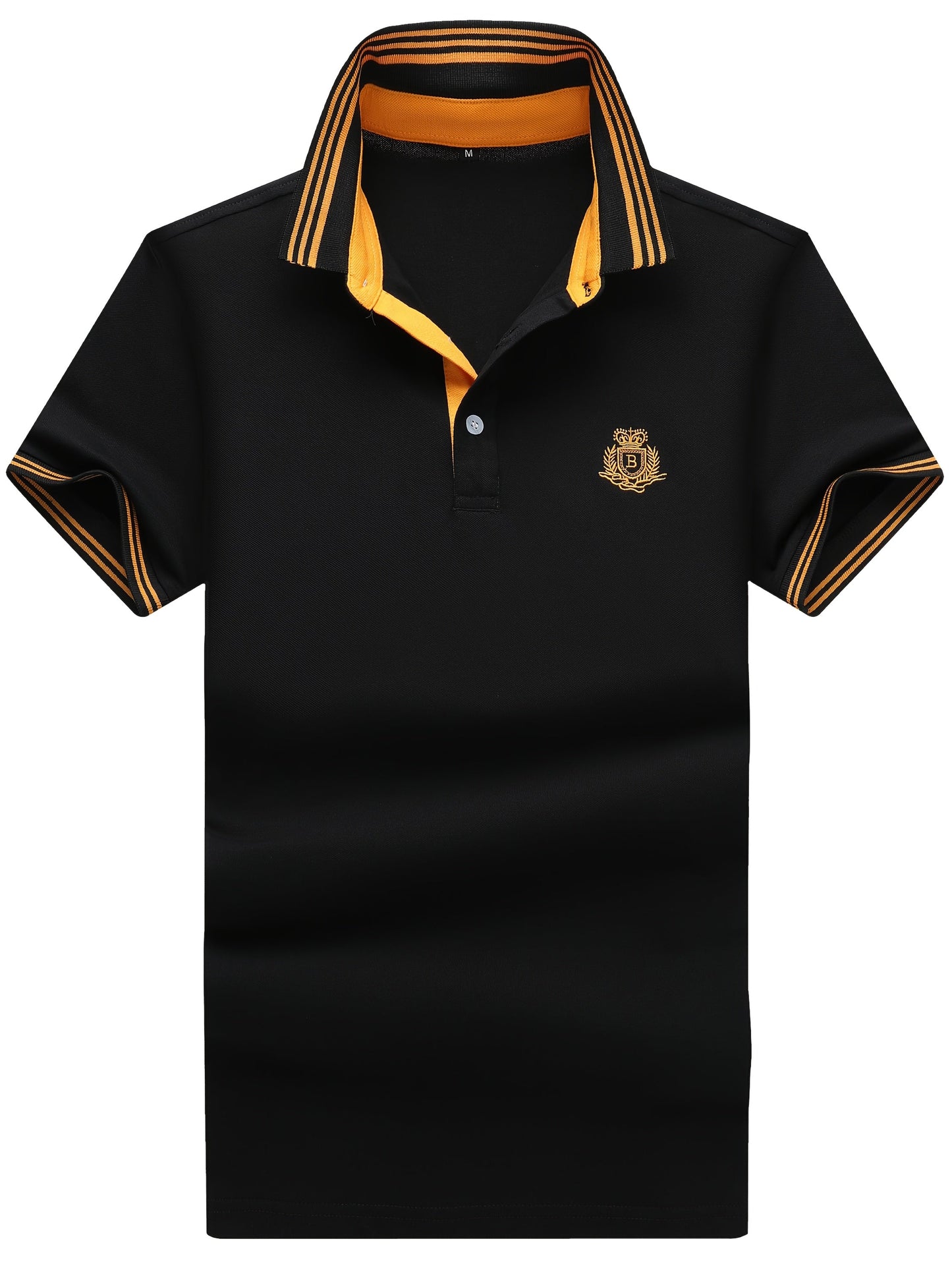 Herren Polo Shirt Klassisch Sportlich mit gesticktem Wappen und Kontrastkragen – Freizeit & Business