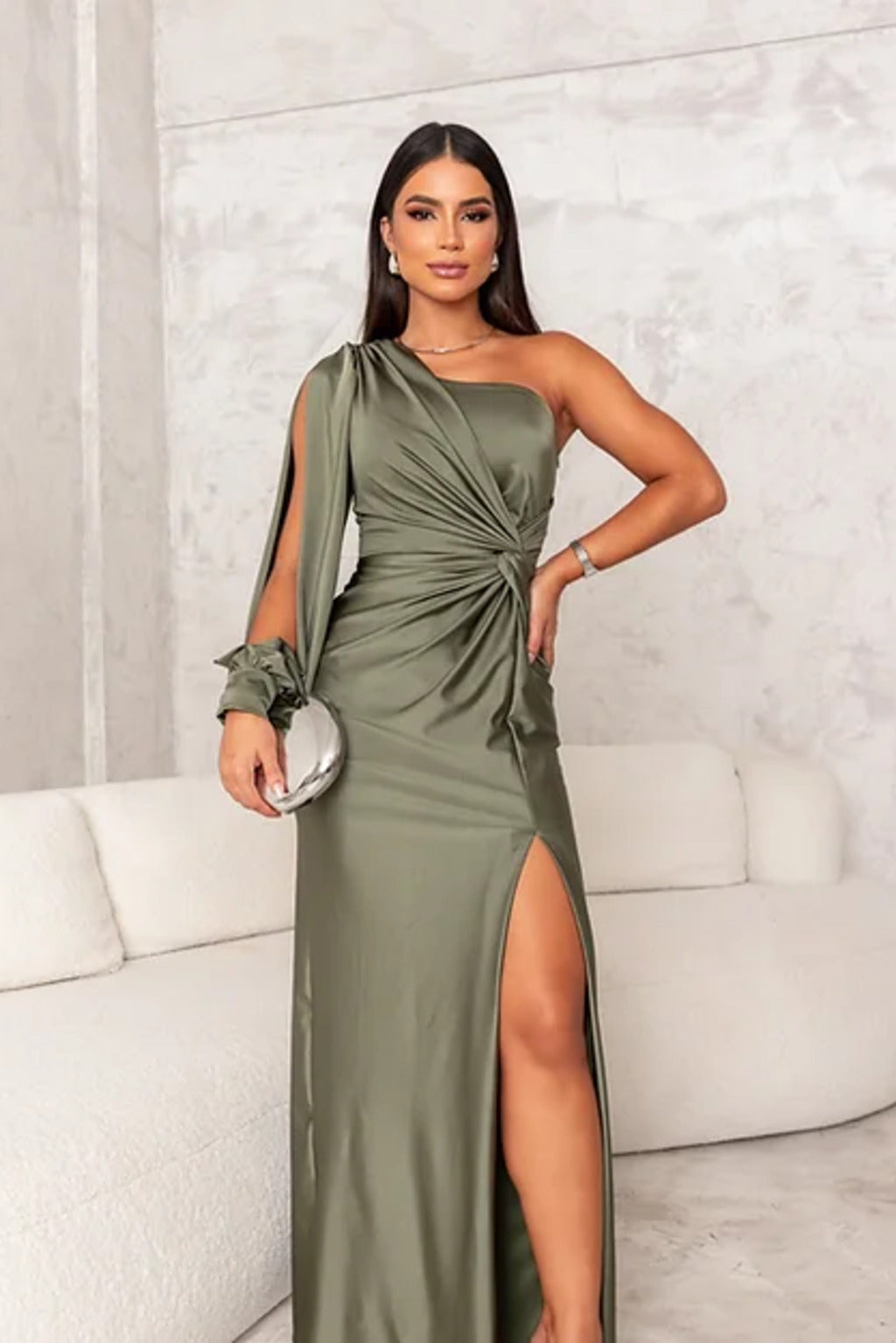 Damen Abendkleid Eleganter Ein-Schulter-Look mit Drapierung für besondere Anlässe