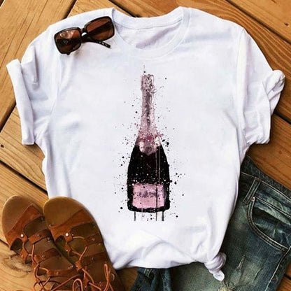 Jasmine – Kawaii T-Shirt mit Roségold-Weinglas