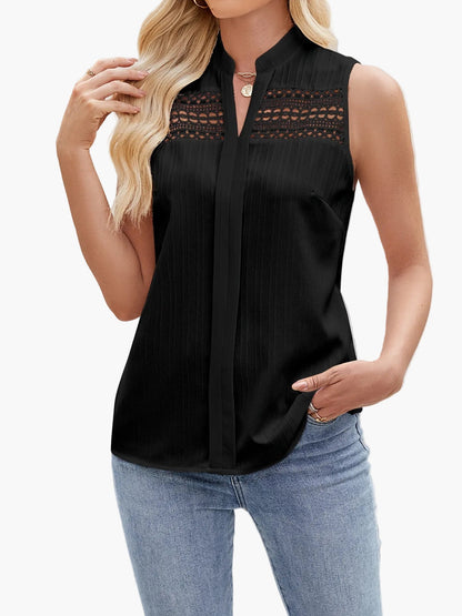 Damen Elegante Ärmellose Bluse mit Spitzendetail für Freizeit und Büro