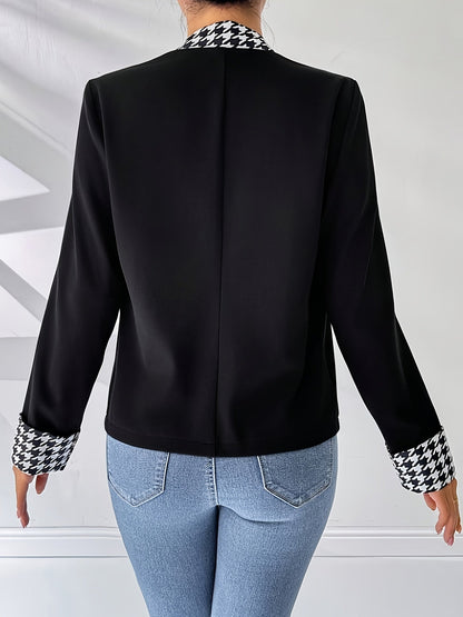 Damen Elegante Hahnentritt Blazerjacke für Büro und Alltag – Stilvoller Business Look
