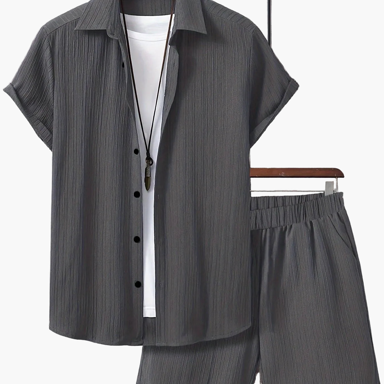 Herren Sommer Freizeit Set – Kurzarm Hemd und Shorts, Modernes Lounge Outfit für Alltag & Urlaub