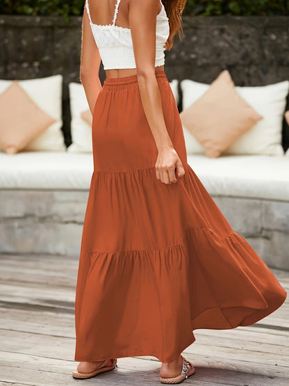 Damen Boho Maxirock mit Kordelzug – Lässiger Sommerrock für Freizeit und Strand
