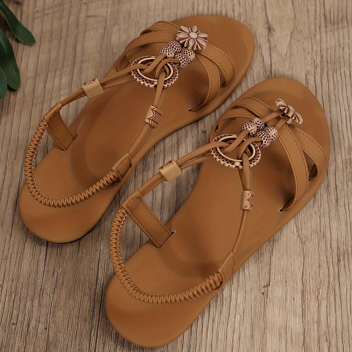 Damen Sommerschuhe – Boho Sandalen mit Blumenverzierung für Alltag & Freizeit