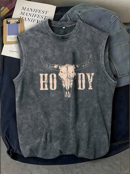 Herren Ärmeloses Western Shirt mit Print – Casual Streetwear für Outdoor und Festivals