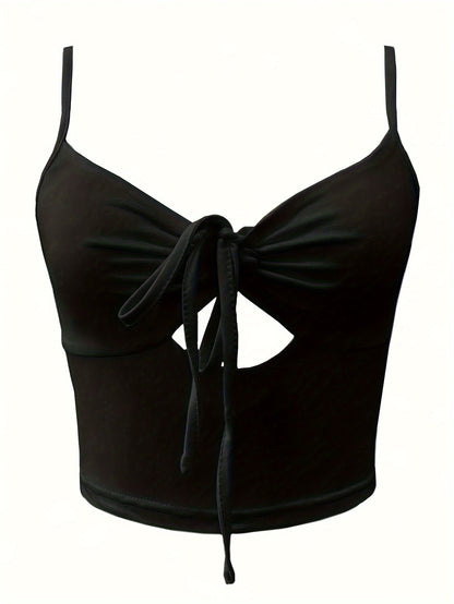 Damen Crop Top mit Cut-Out und Frontknoten – Modisches Camisole für Freizeit und Ausgehen