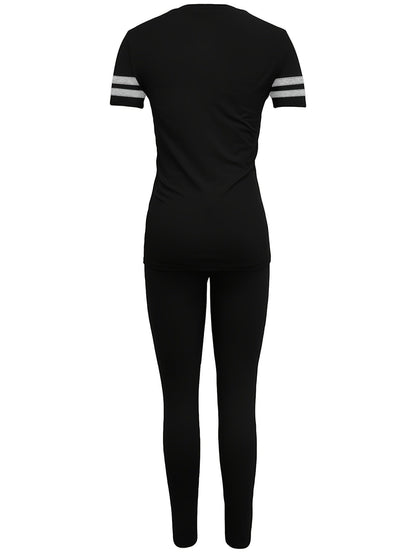 Damen Sportliches Freizeit-Set – Zweiteiliges Outfit mit T-Shirt und Leggings für Alltag & Fitness