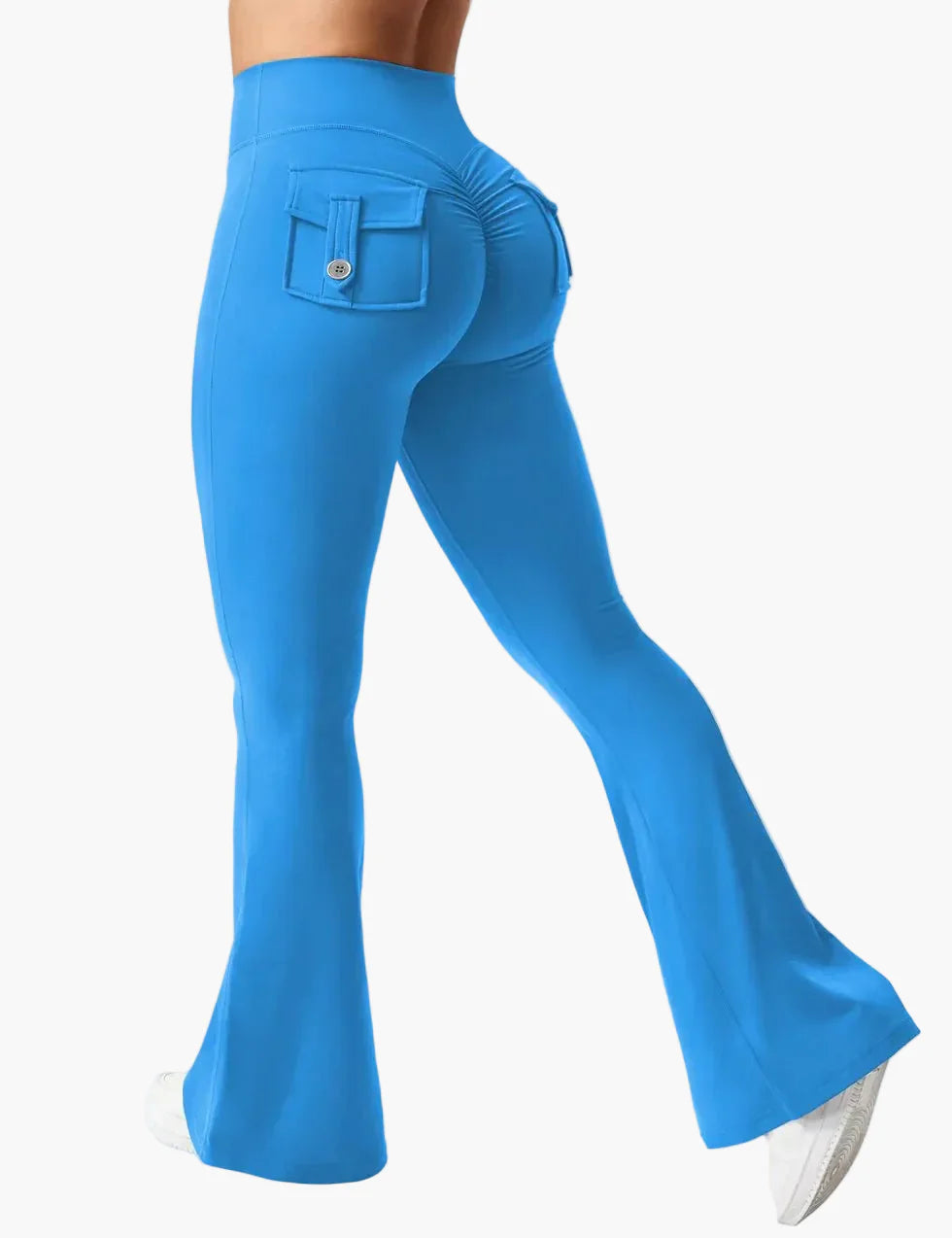 Damen Cargo Fitness Leggings mit Schlag – Trendige Bootcut Sporthose für Training & Freizeit