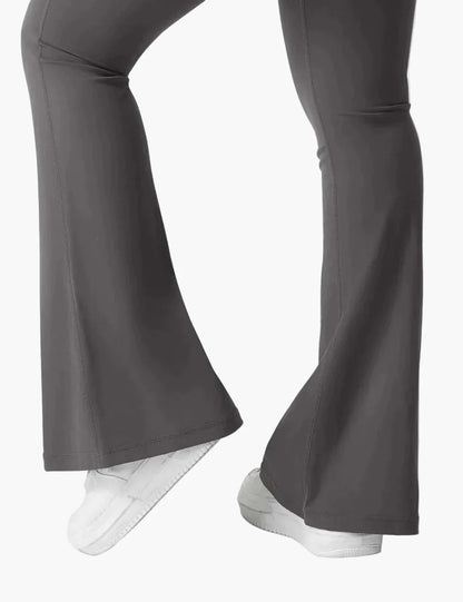 Damen Cargo Fitness Leggings mit Schlag – Trendige Bootcut Sporthose für Training & Freizeit