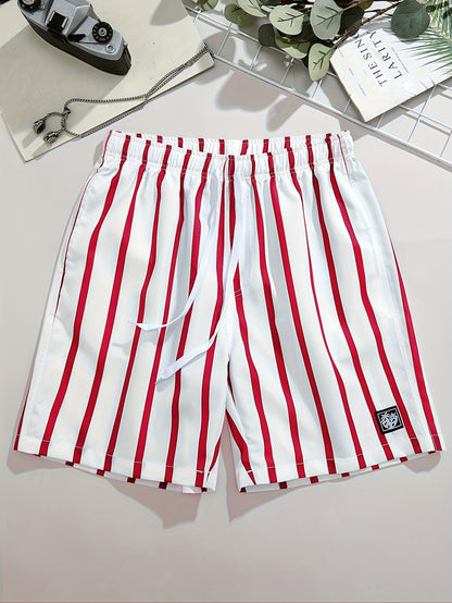 Herren Casual gestreifte Shorts mit Kordelzug für Freizeit & Alltag