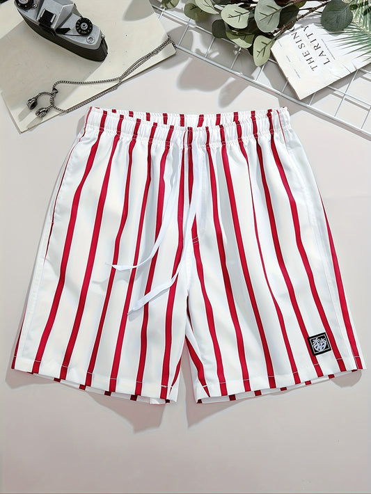 Herren Casual gestreifte Shorts mit Kordelzug für Freizeit & Alltag