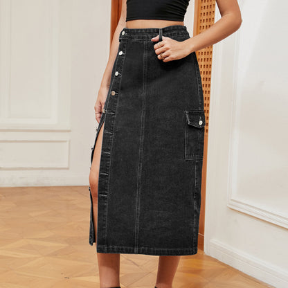 Melanie – Halb Elastischer Denim Cargorock