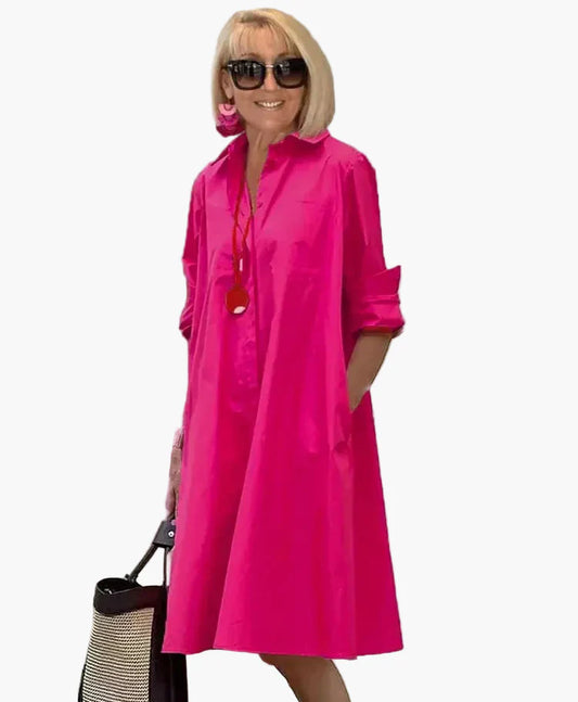 Damen Hemdblusenkleid Elegant Freizeitmode – Lockerer Schnitt, Modischer Stil, Perfekt für Alltag und Urlaub