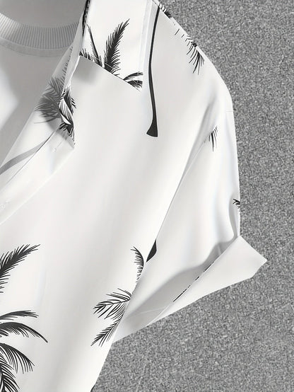 Herren Set Kurzarm Hemd und Shorts mit Palmenmuster – Lässiges Urlaubsoutfit