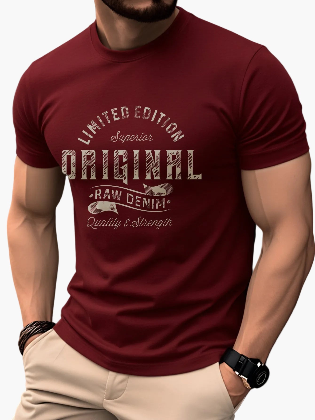 Herren T-Shirt im Vintage-Style – Original Raw Denim Print, Freizeit & Streetwear