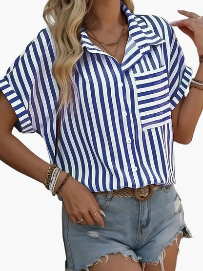 Damen Bluse im Streifen-Design – Eleganter Sommer-Look für Freizeit und Alltag