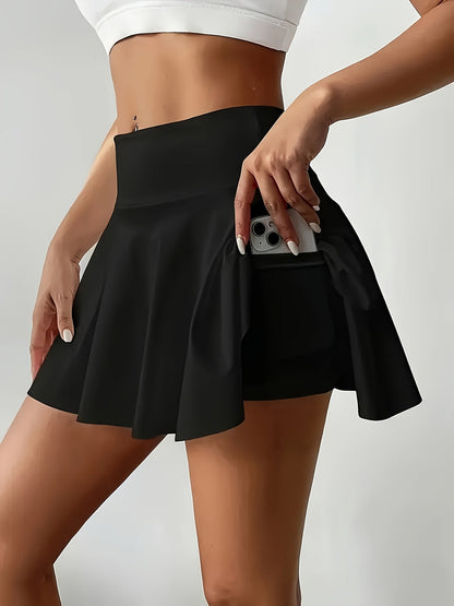 Damen Sportlicher Tennisrock mit Tasche – Eleganter Faltenrock für Freizeit und Fitness