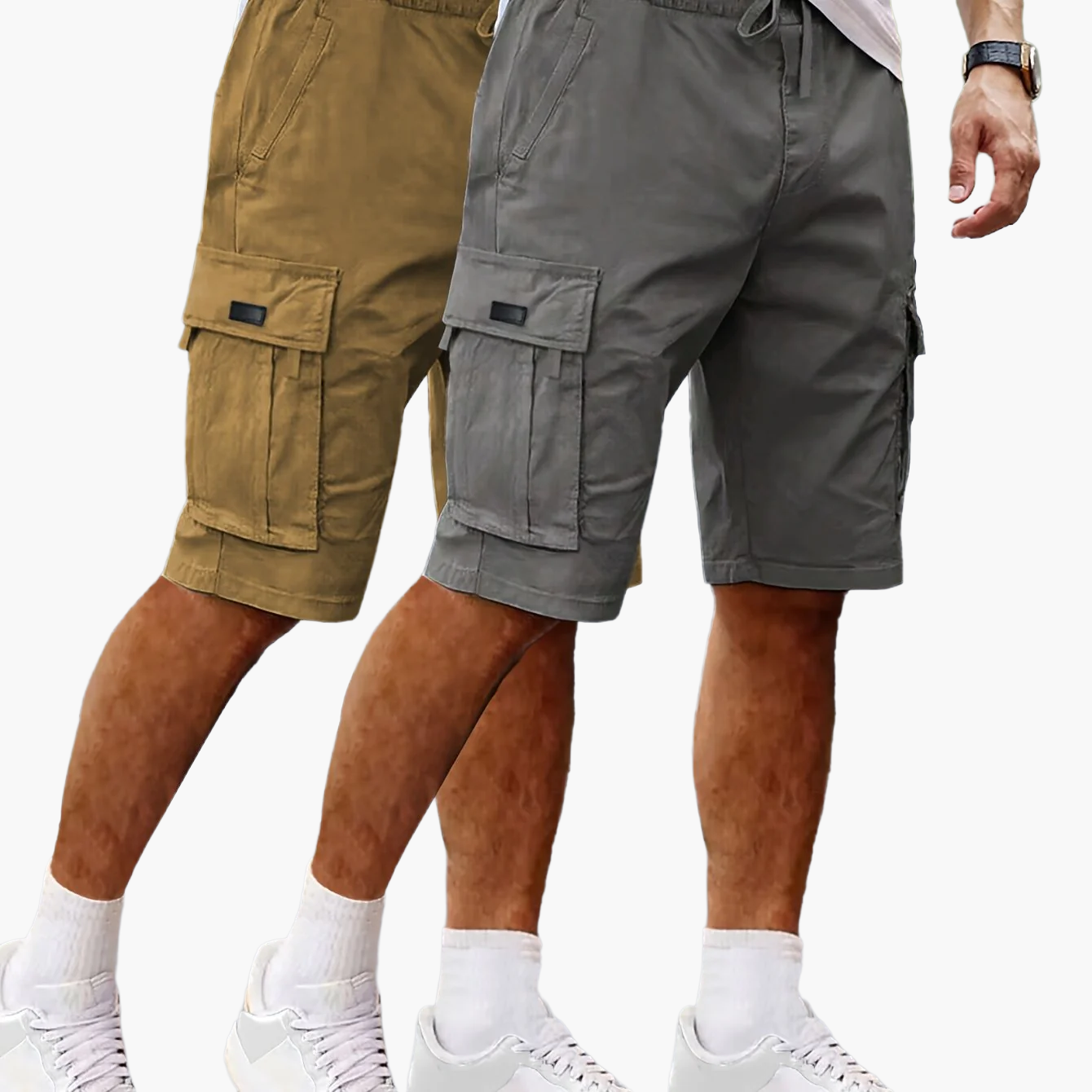 Herren Cargo Shorts 2er Pack – Bequeme Freizeit- und Outdoor-Bermuda mit Taschen
