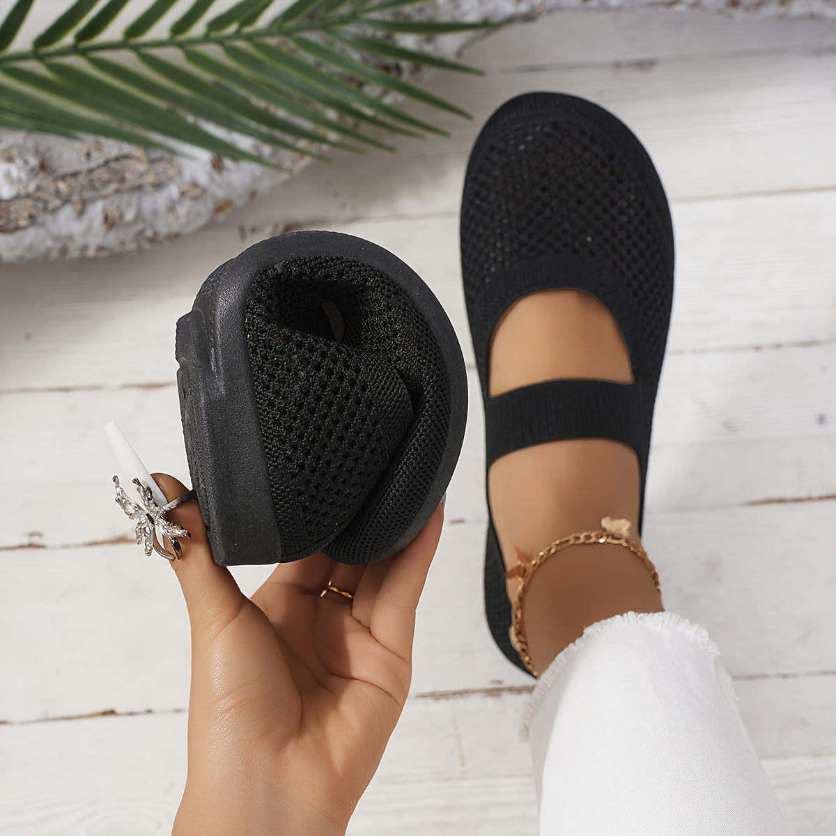 Damen Mary Jane Lauf- und Freizeitschuhe mit Belüftung und bequemer Passform