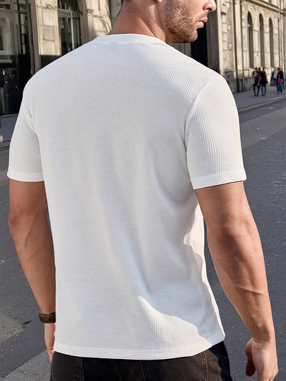 Herren Kurzarm Henley Shirt mit Struktur für stilvolle Freizeitlooks