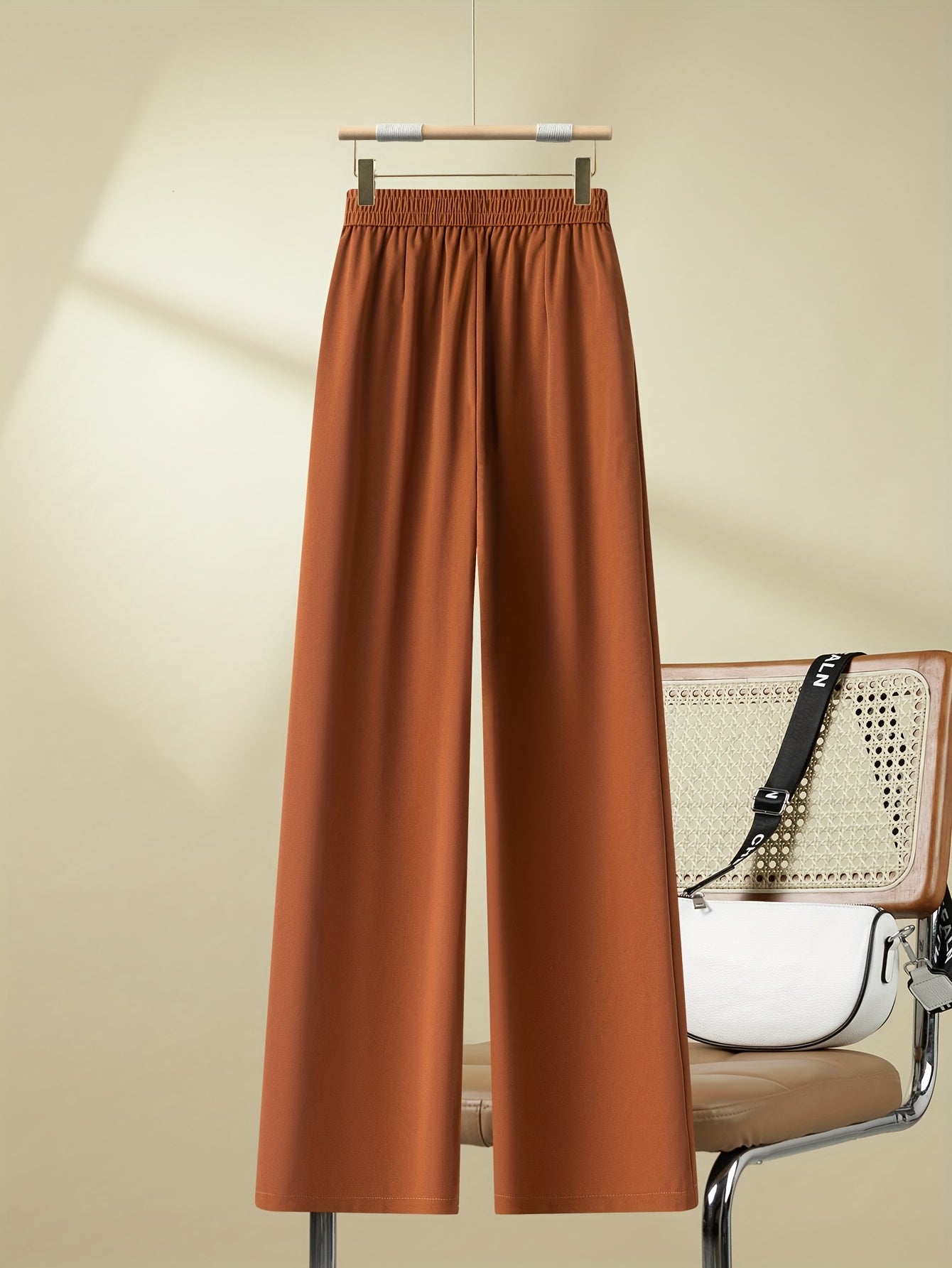 Damen Weitbein-Hosen mit Knopfleiste und elastischem Bund – Eleganter Freizeitstil