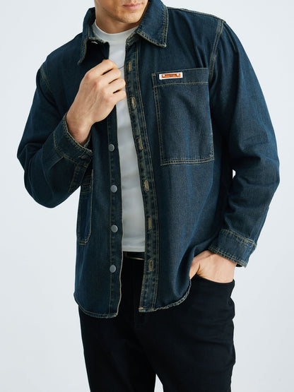 Herren Denim Overshirt im Casual-Look für Alltag und Freizeit