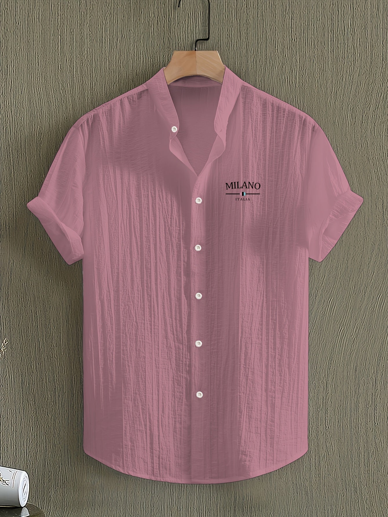 Herren Freizeit Hemd mit Stehkragen und Milano Print – Modernes Sommerhemd für Alltag & Urlaub