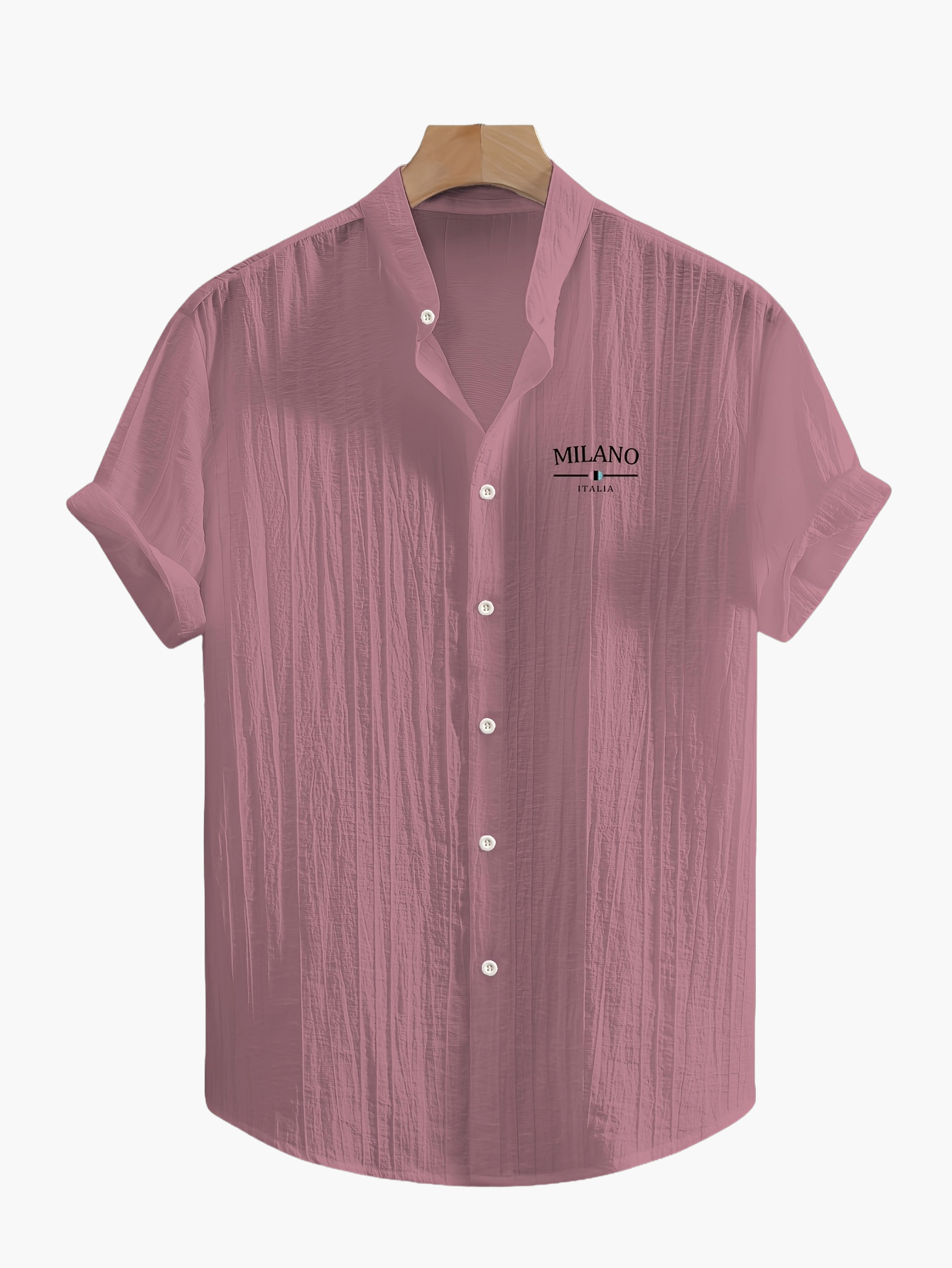 Herren Freizeit Hemd mit Stehkragen und Milano Print – Modernes Sommerhemd für Alltag & Urlaub