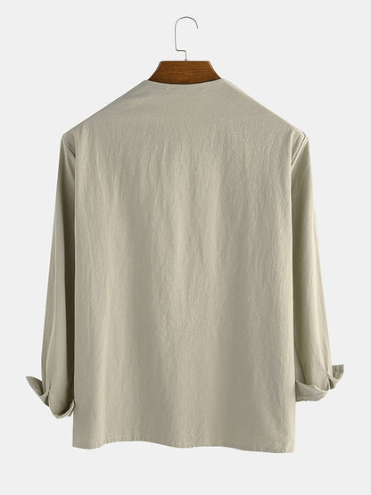 Herren Vintage Tunika mit Schnürung und geometrischer Stickerei – Freizeit & Alltag