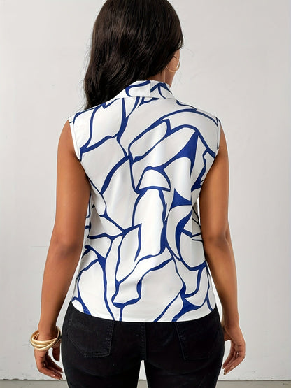 Damen Elegante Bluse mit Modernem Print und Schickem Kragen – Business & Freizeit