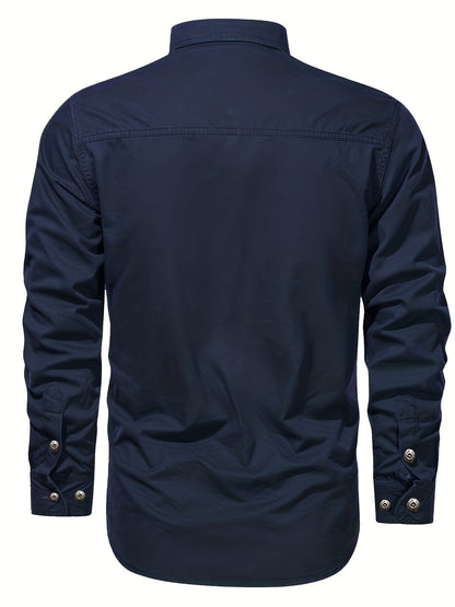Herren Outdoor-Freizeithemd im Utility-Stil – Langarm, Casual, ideal für Abenteuer und Alltag