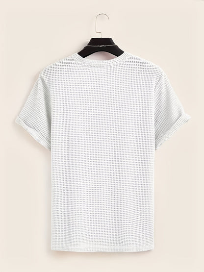 Herren T-Shirt mit modernem Mesh-Design und lässigem Schnitt – Perfekt für Sommer, Urlaub & Freizeit