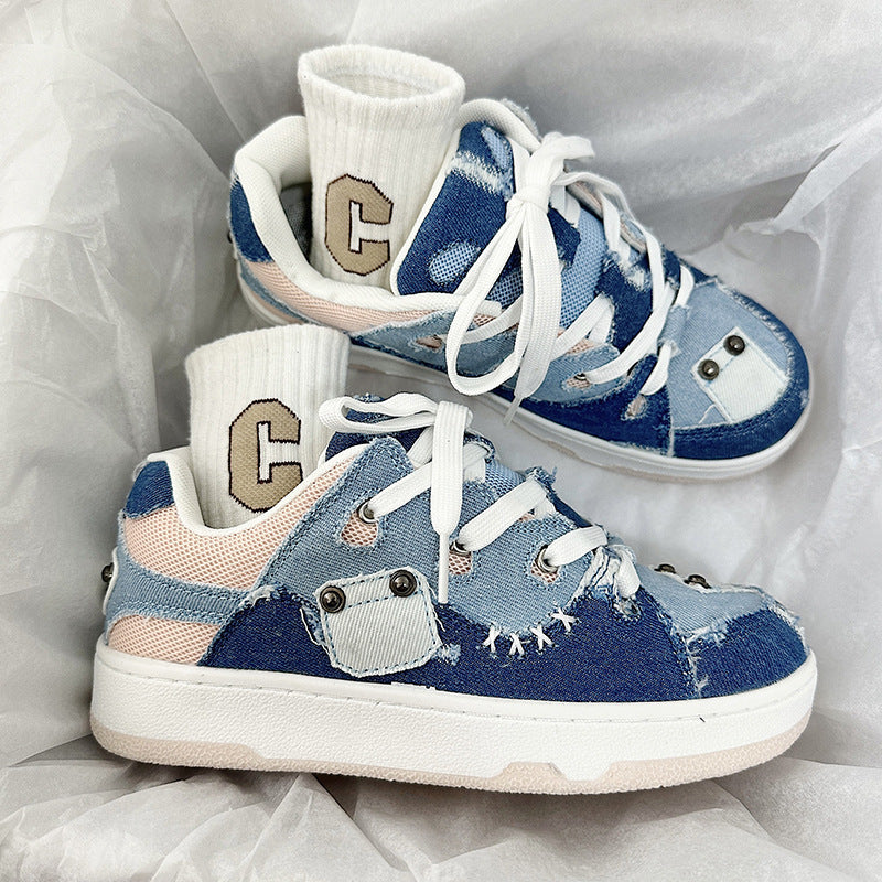 Jeremy – Denim Leinwand Schuhe mit Kalter Klebung