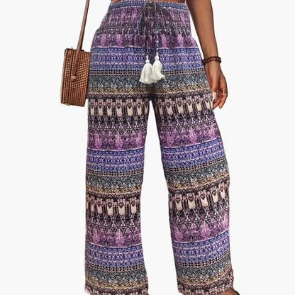 Damen Boho Weite Bein Hose – Sommer Freizeit & Urlaub Style