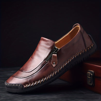 Herren Vintage Mokassin-Slipper mit Reißverschluss – Bequeme Freizeitschuhe für Alltag und Party