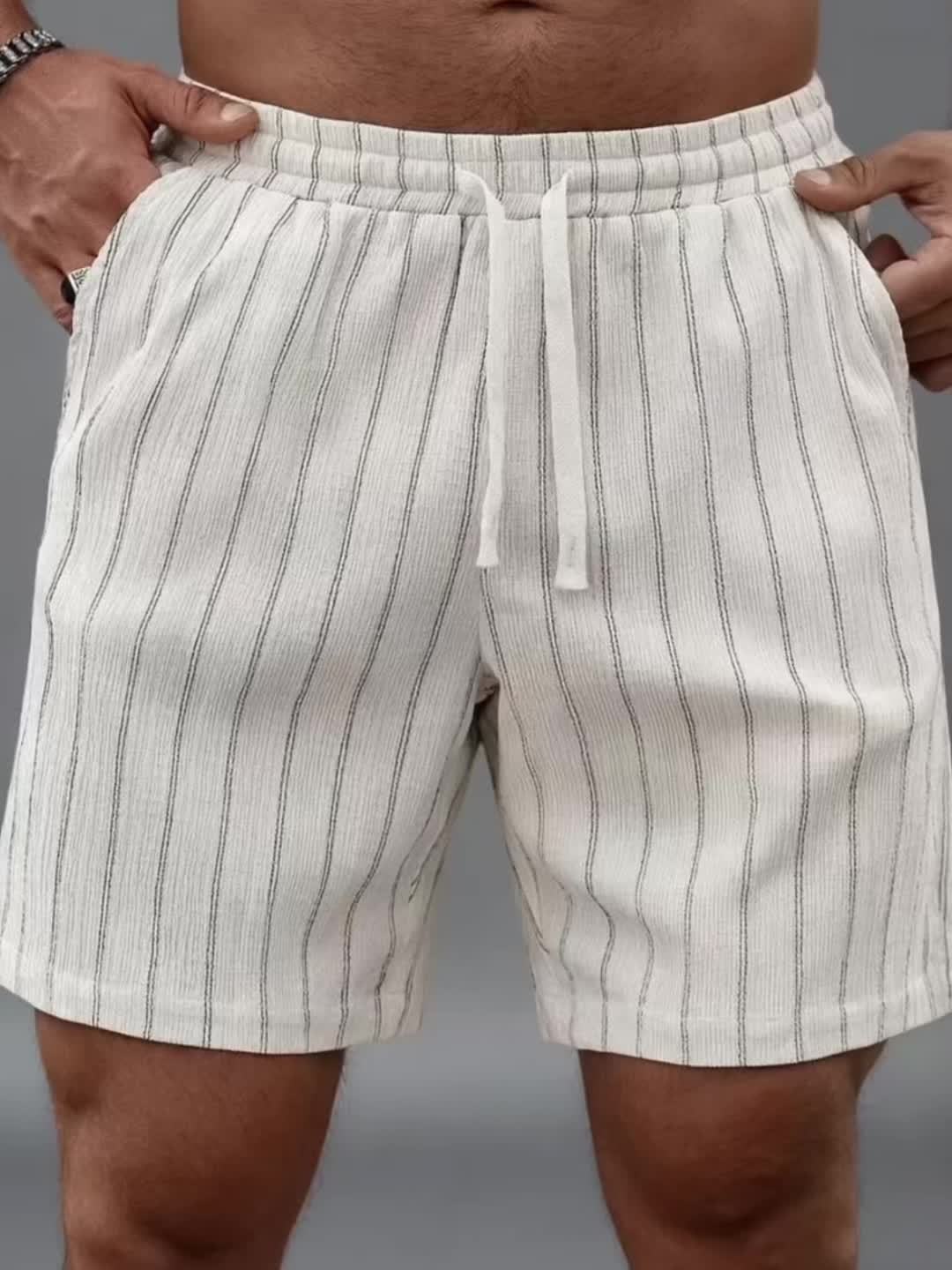 Herren Freizeithorts mit Nadelstreifen und Kordelzug – Stilvolle Sommer-Shorts für Alltag und Sport