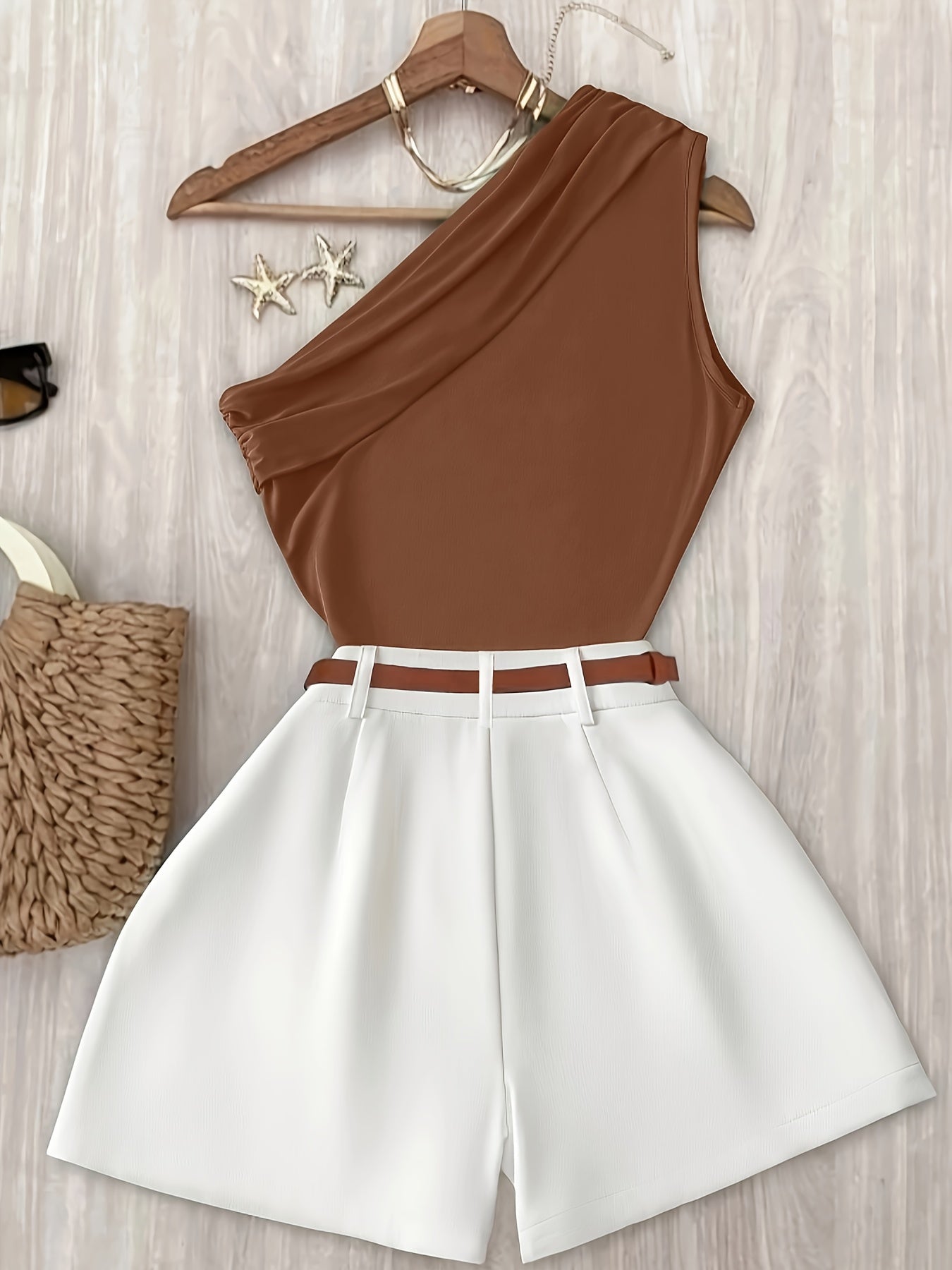 Damen Ein-Schulter-Einteiler mit Shorts – Eleganter Sommer-Jumpsuit für Freizeit & Urlaub