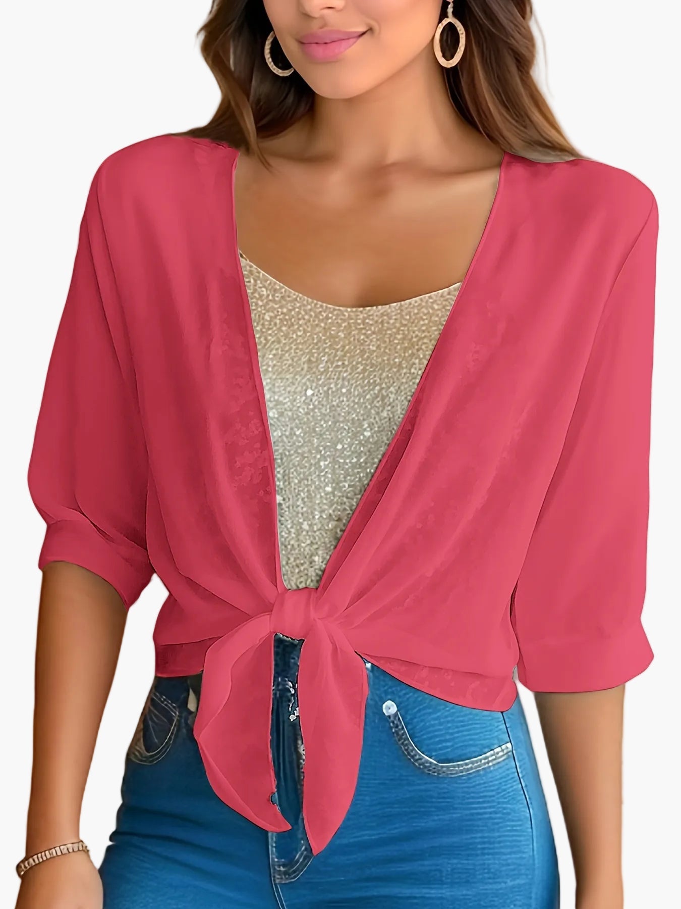 Damen Bluse mit Knoten-Design und Halbarm – Modisch, Luftig, Ideal für Alltag und Freizeit