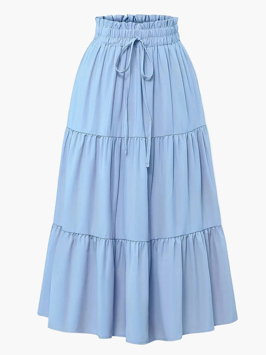 Damen Maxirock mit hoher Taille und Stufen-Design – Eleganter Freizeitrock für Frühling und Sommer