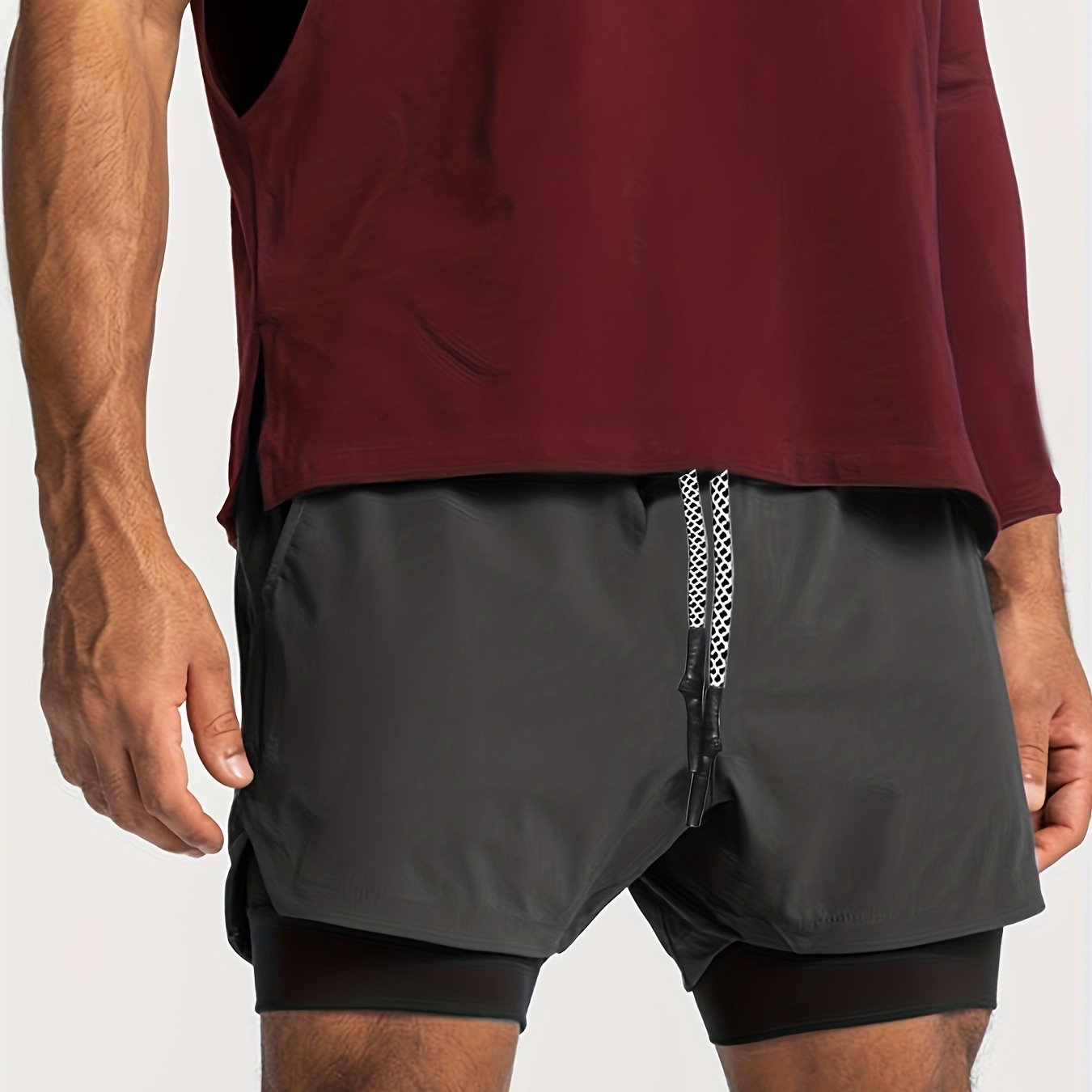 Herren Dual-Layer Fitness Shorts – Trainingsshorts mit Innenshorts für Sport und Fitness