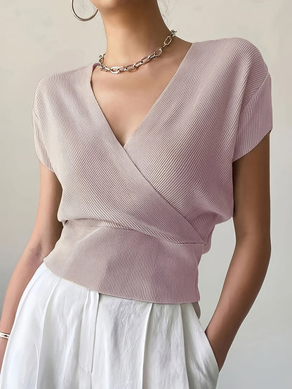 Damen Wickelshirt mit Kurzarm – Elegantes Freizeit-Top im modernen Design