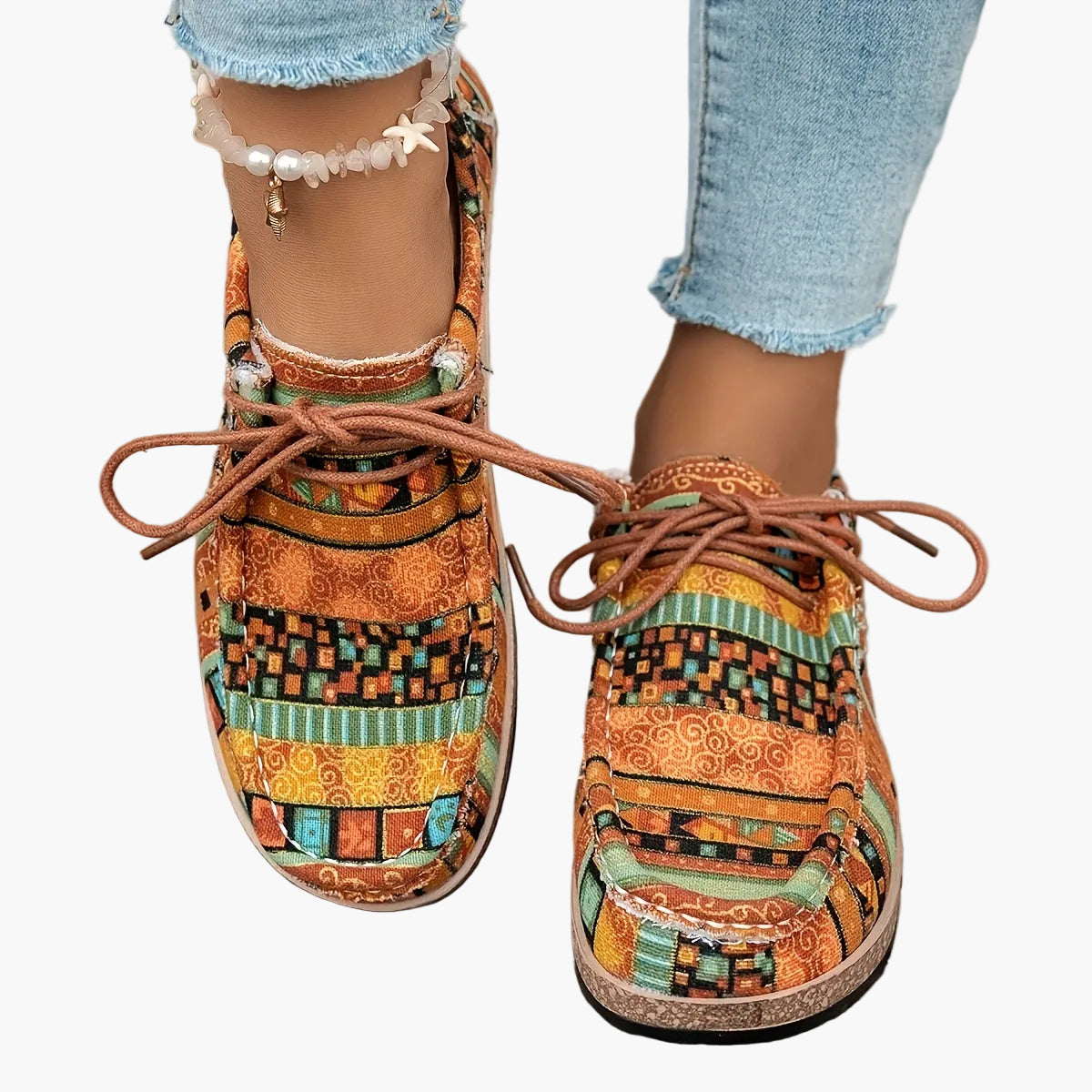 Damen Vintage Freizeitschuhe – Gemusterte Slip-Ons im Boho-Stil für Alltag und Reisen