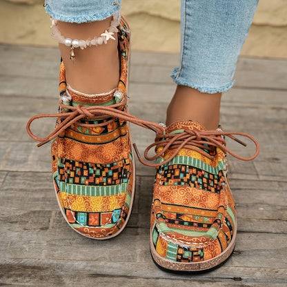 Damen Vintage Freizeitschuhe – Gemusterte Slip-Ons im Boho-Stil für Alltag und Reisen