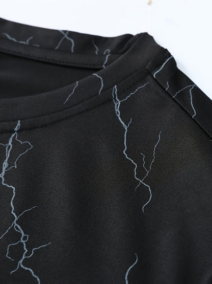 Herren T-Shirt mit modernem Blitzmuster – Stilvolles Freizeitshirt